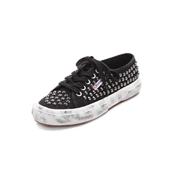 SUPERGA Black & Silver Grommet Distressed Sneakers Size 6.5 - Picture 13 of 13